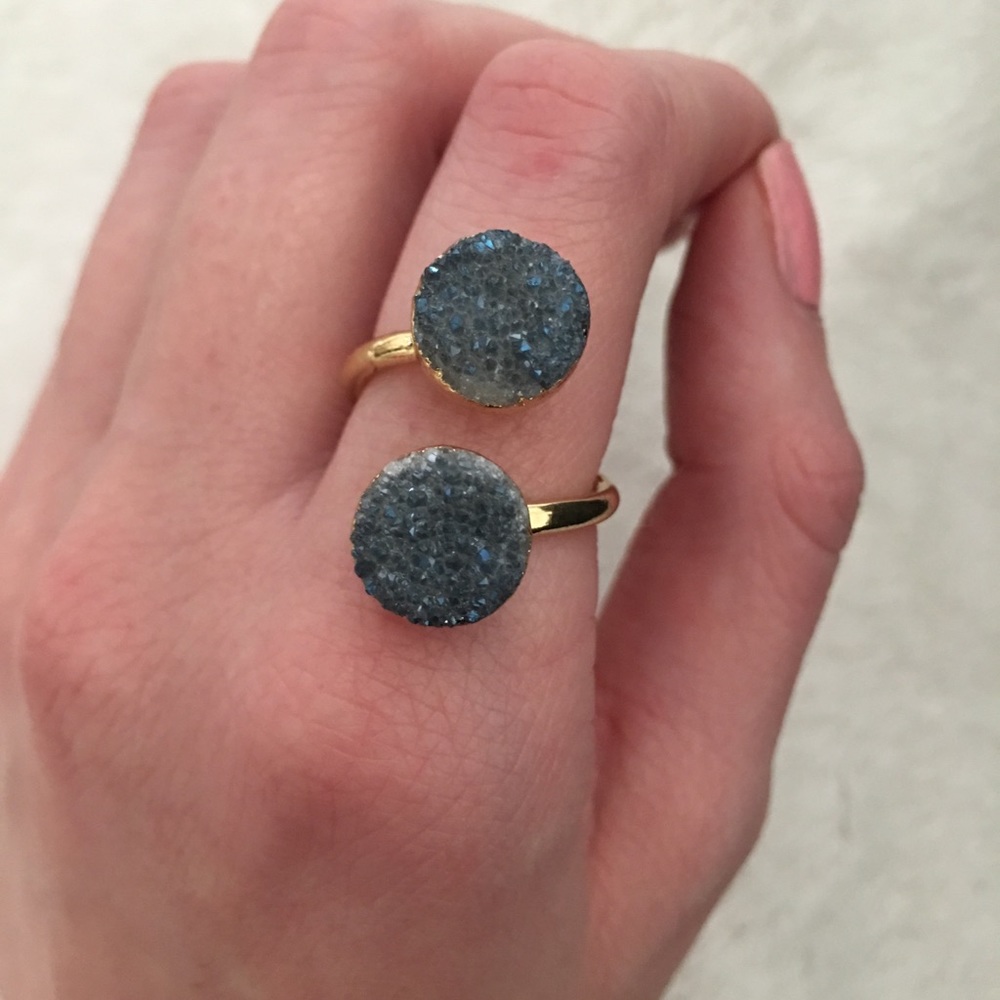 Bondhu | Blue Spiral Druzy Ring - Picture 2 of 8